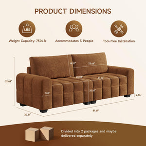 Modern 3-Seater Chenille Sofa Couch