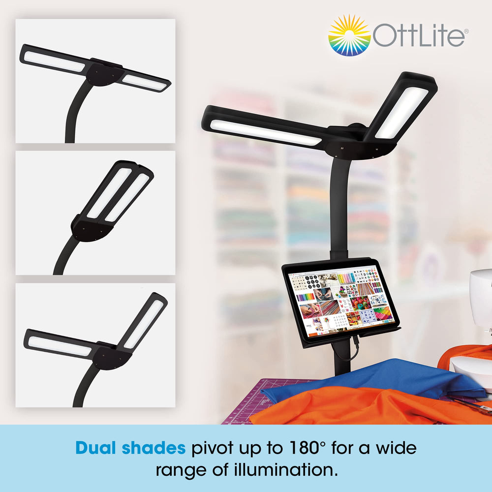 Dual Shade LED Floor Lamp with USB Charging Port
