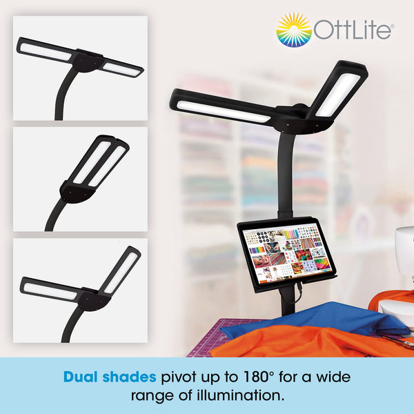 Dual Shade LED Floor Lamp with USB Charging Port