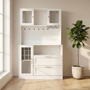 71-Inch Coffee Bar Cabinet with Wine Rack & RGB LED Light