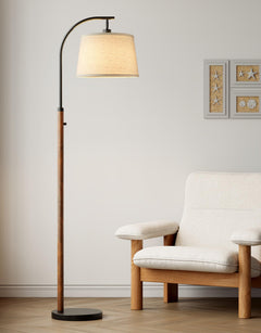 Dimmable Arc Floor Lamp with Linen Shade, 65" Tall
