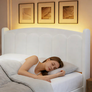 Queen Upholstered Platform Bed Frame with LED Headboard