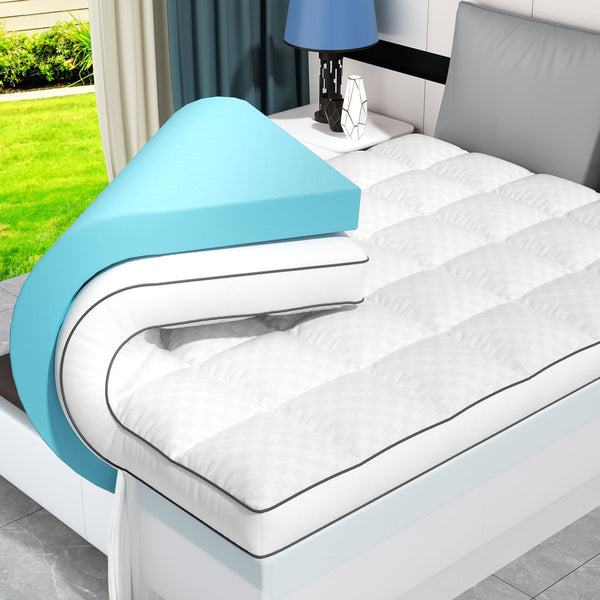 4 Inch Dual-Layer Mattress Topper with Cooling Gel Memory Foam & Pillow Top