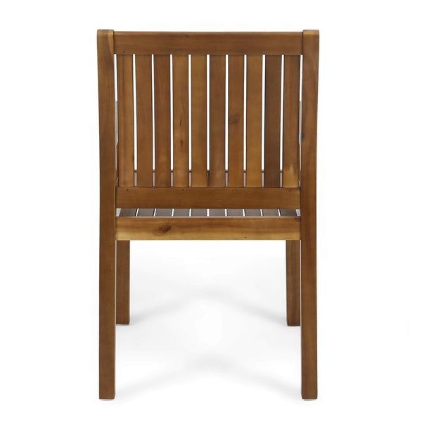 Outdoor Acacia Wood Dining Chairs Set of 2 – Teak Finish