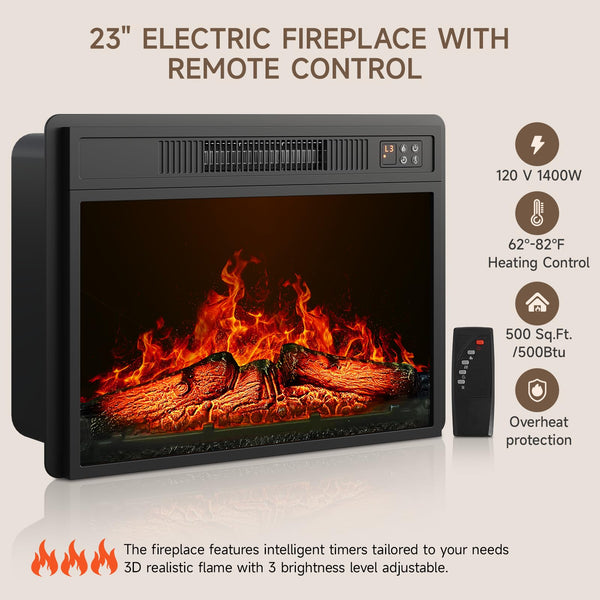 70.8" Fireplace TV Stand with 23" Electric Fireplace