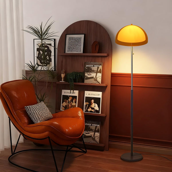 Mushroom Floor Lamp 60" Orange Mid Century Globe Acrylic Standing Lamp