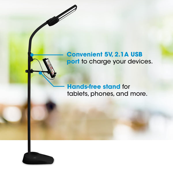 Dual Shade LED Floor Lamp with USB Charging Port
