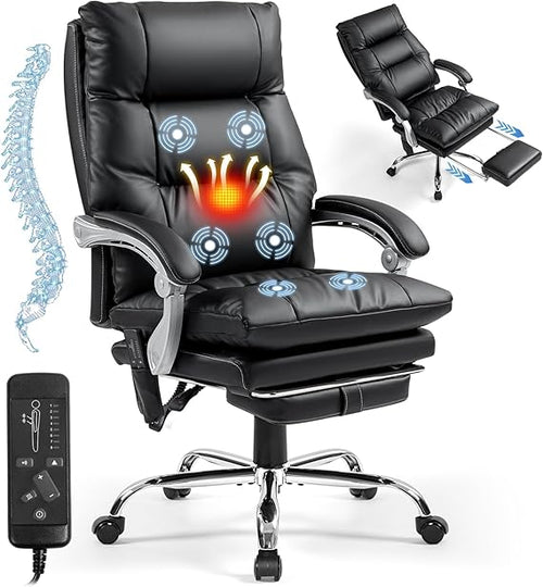 Ergonomic Massage Office Chair with Footrest