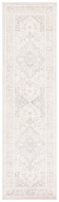 Vintage Distressed Runner Rug 2'3" x 9' – Grey & Ivory