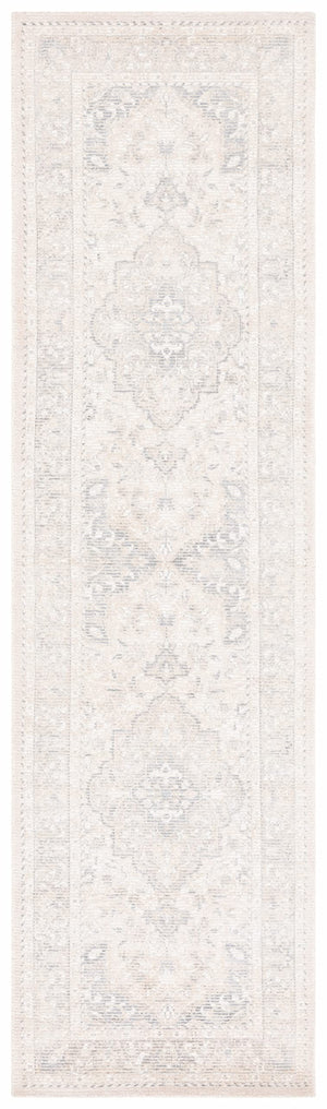 Vintage Distressed Runner Rug 2'3" x 9' – Grey & Ivory