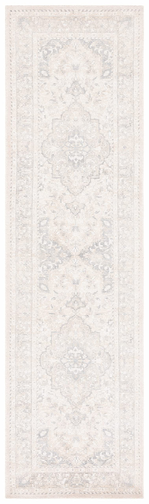 Vintage Distressed Runner Rug 2'3" x 9' – Grey & Ivory