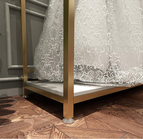 HOMEKAYT Gold Clothing Racks with Shelves, Weeding Dress Retail Clothes Rack,Freestanding Rack, Shoes Bags Clothes Organizer Garment Rack (59" L)