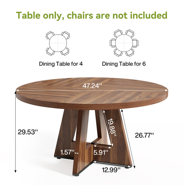 47-Inch Round Dining Table with Pedestal Base