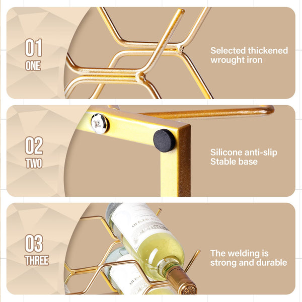 Countertop Wine Rack – 5 Bottle Metal Wine Holder Stand