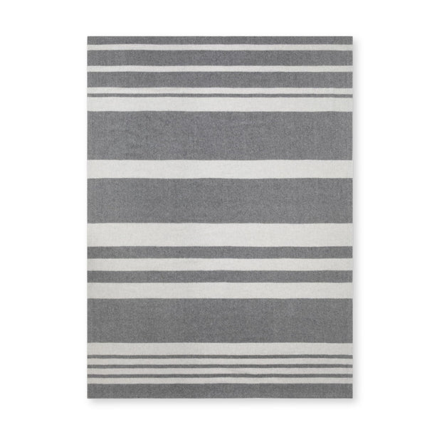 Pure Cashmere Throw Blanket — Grey Stripe, 74"x55"
