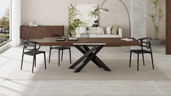 Extendable Dining Table with Black Crossed Legs, Seats 6–10