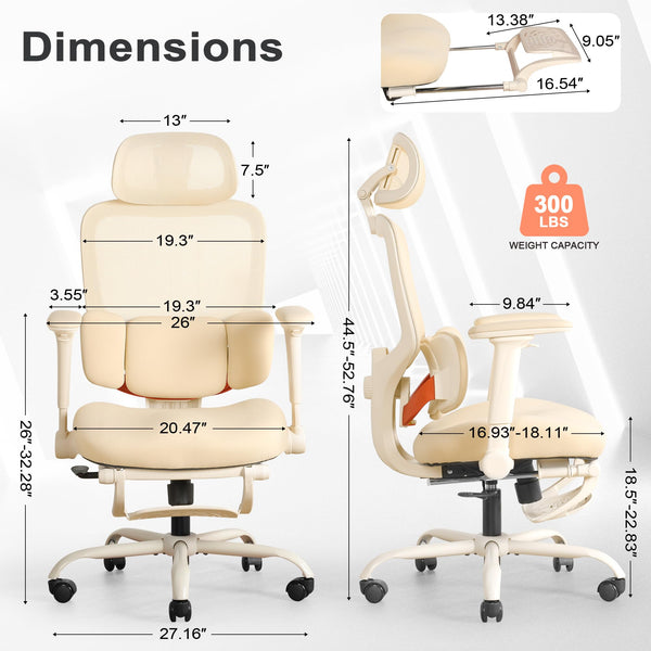 Ergonomic Office Chair with Footrest & 4D Arms