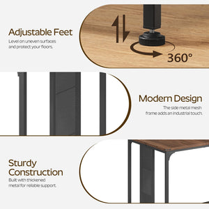 63" Industrial Dining Table for 6-8 with Metal Legs and Adjustable Feet