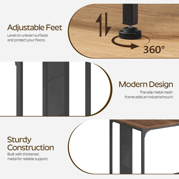 63" Industrial Dining Table for 6-8 with Metal Legs and Adjustable Feet