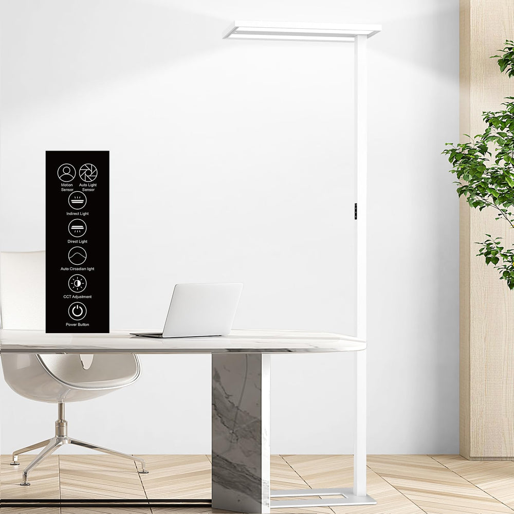 76" Motion Sensor Floor Lamp – 105W Dimmable LED, Full Spectrum, 8400LM