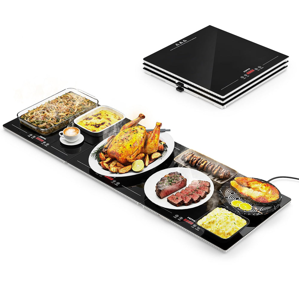 Extra-Long 47"x15" Modular Electric Food Warming Tray with Independent Temp & Timer Control