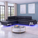 L-Shaped Sectional Sofa with LED Lighting, Bluetooth & USB Ports