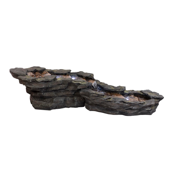 76-Inch Outdoor Tiered Rocky River Stream Water Fountain with Color-Changing LED Lights