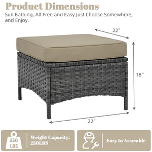 Set of 2 Outdoor Patio Ottomans with Cushions