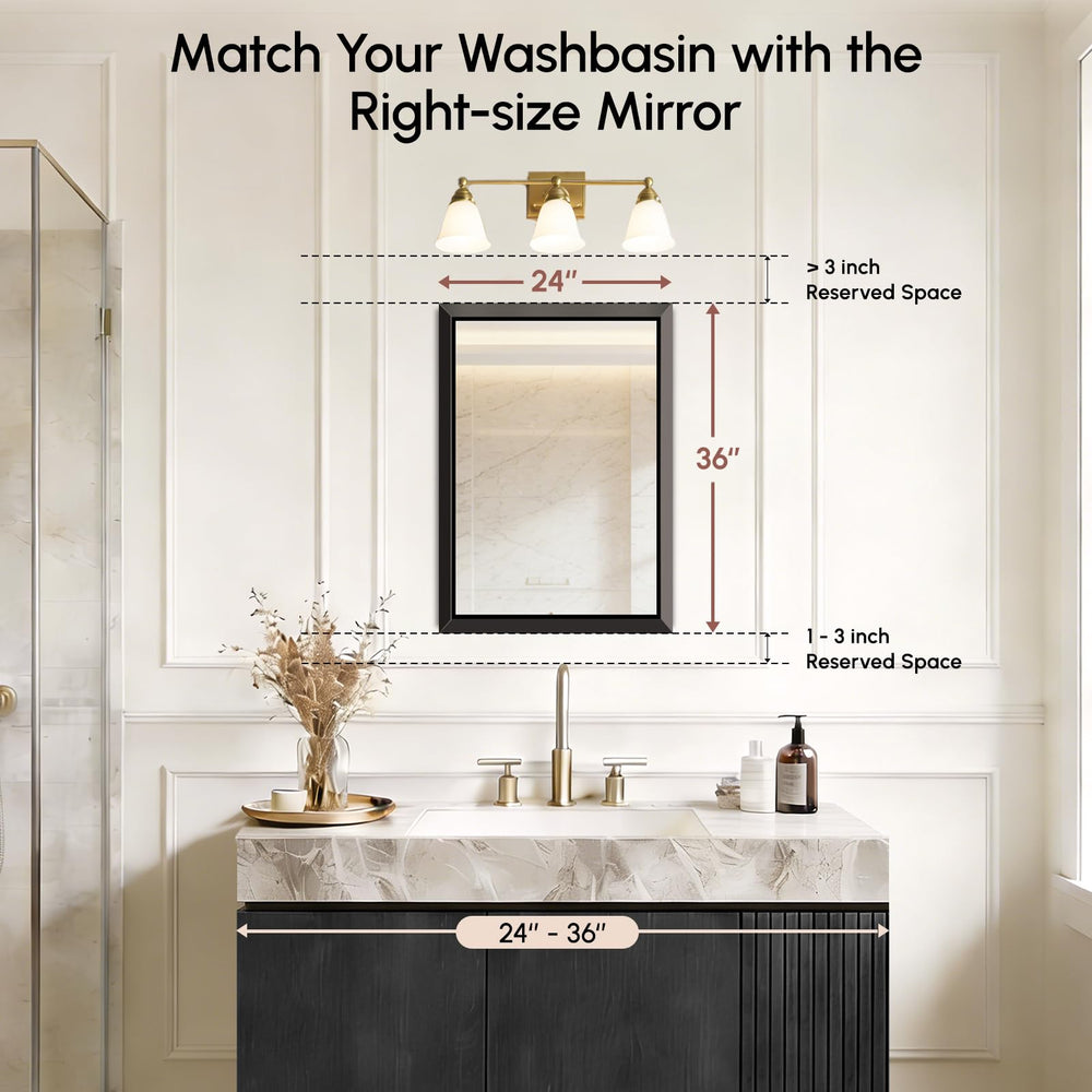 Rectangular Wall Mirror with Brushed Black Aluminum Frame