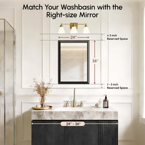 Rectangular Wall Mirror with Brushed Black Aluminum Frame