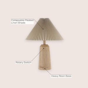 Resin Cylinder Table Lamp with Pleated Shade