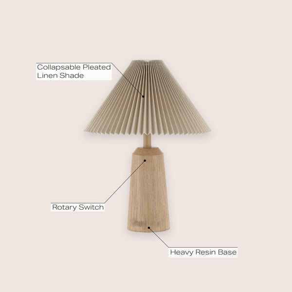 Resin Cylinder Table Lamp with Pleated Shade