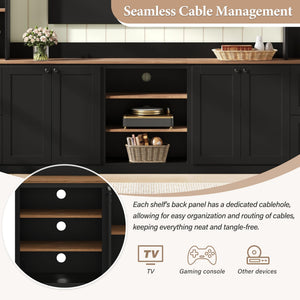 4-in-1 Wall Unit Entertainment Center with Bookshelf