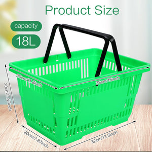 Stackable Plastic Shopping Baskets with Handles – Set of 12