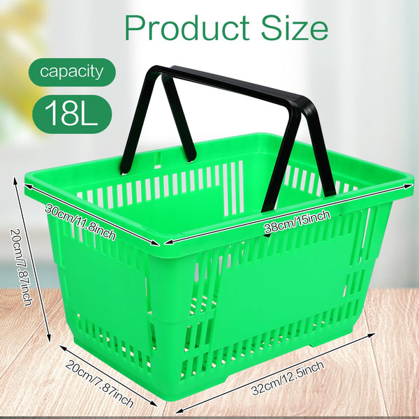 Stackable Plastic Shopping Baskets with Handles – Set of 12