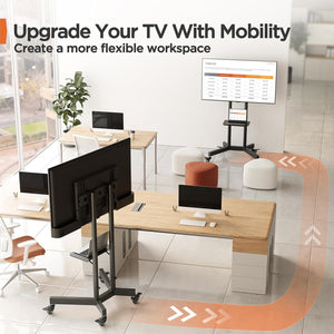 Rolling TV Stand with Wheels & Lockable Casters