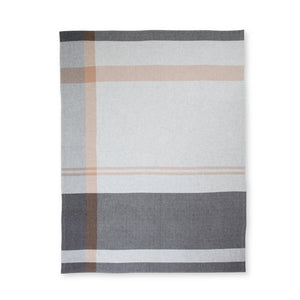 100% Pure Cashmere Throw Blanket – Woven, Large 73"x53", Gray & Beige Stripe