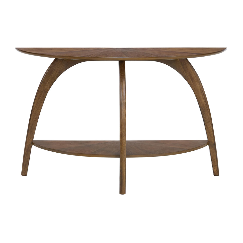 Half-Moon Console Sofa Table with Lower Shelf