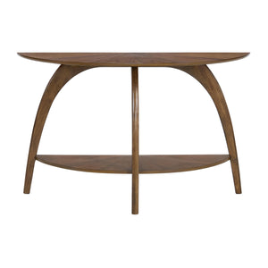 Half-Moon Console Sofa Table with Lower Shelf