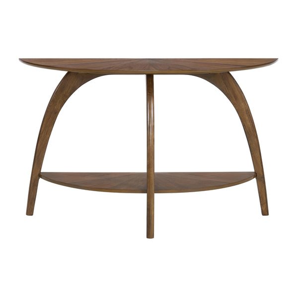 Half-Moon Console Sofa Table with Lower Shelf