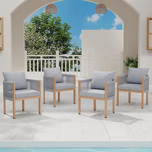 Outdoor Rope Dining Chairs with Cushions