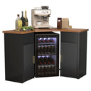 L-Shaped Corner Bar Cabinet with Fridge Space