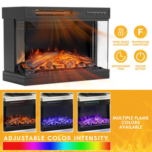 Fireplace TV Stand for 65" TV — 3-Sided Glass with Storage
