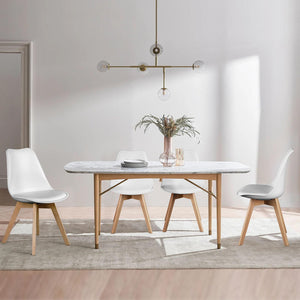 Modern PU Leather Dining Chairs with Wood Legs