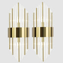 Gold Crystal Wall Sconces Set of 2 – Mid-Century Modern Glass Wall Light Fixtures