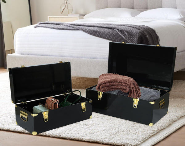 Clear Acrylic Storage Chest Set of 2 with Handles & Hasps