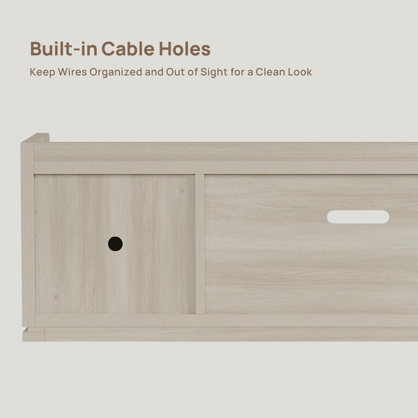 67" Fluted TV Stand with Cabinets & Open Shelves