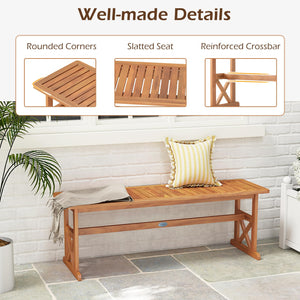 Acacia Wood Outdoor Bench – Slatted Seat, 800 lbs Capacity
