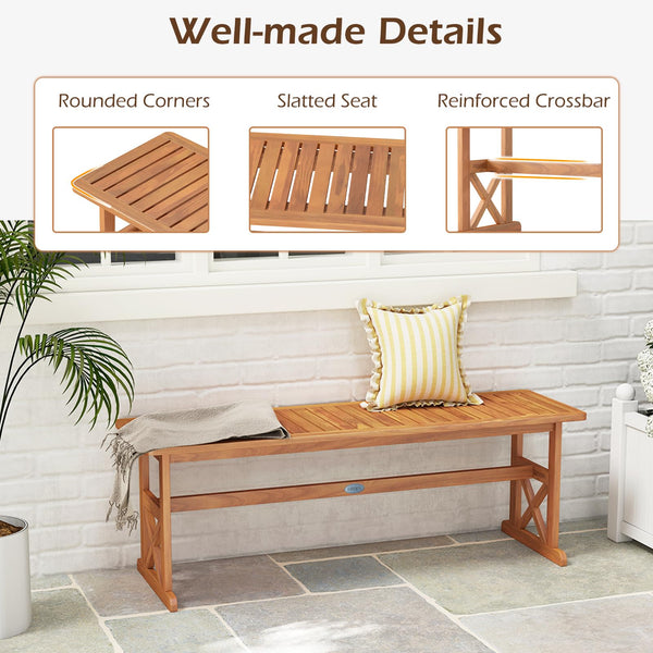 Acacia Wood Outdoor Bench – Slatted Seat, 800 lbs Capacity