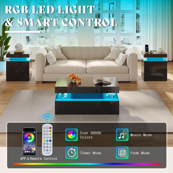5-Piece Modern Living Room Furniture Set with Electric Fireplace TV Stand
